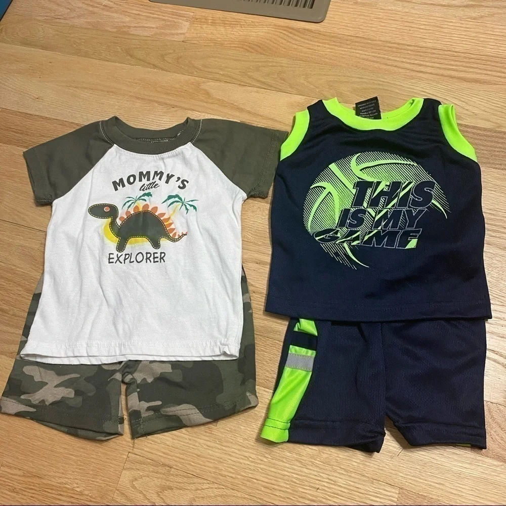 18 mos Boy Outfit Bundle Dinosaur Sports Summer Shorts